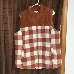 Sherpa and plaid vest